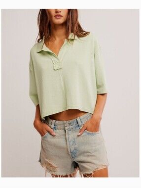 FREE PEOPLE Denmark Polo Candy Mint Bohemian NWT S